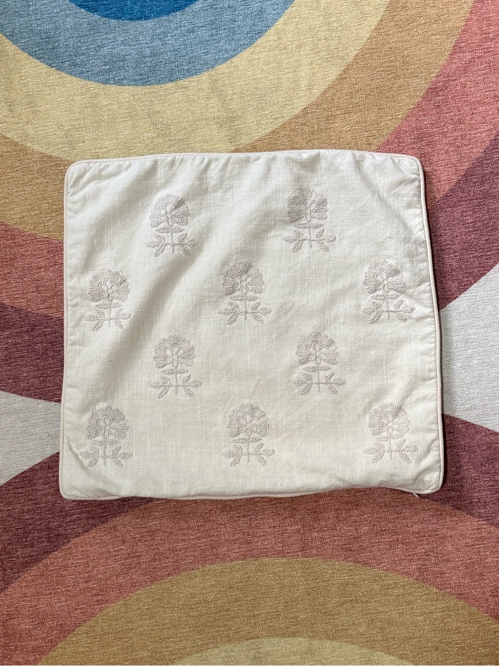 Threshold Embroidered Cream Decorative Pillow Cover